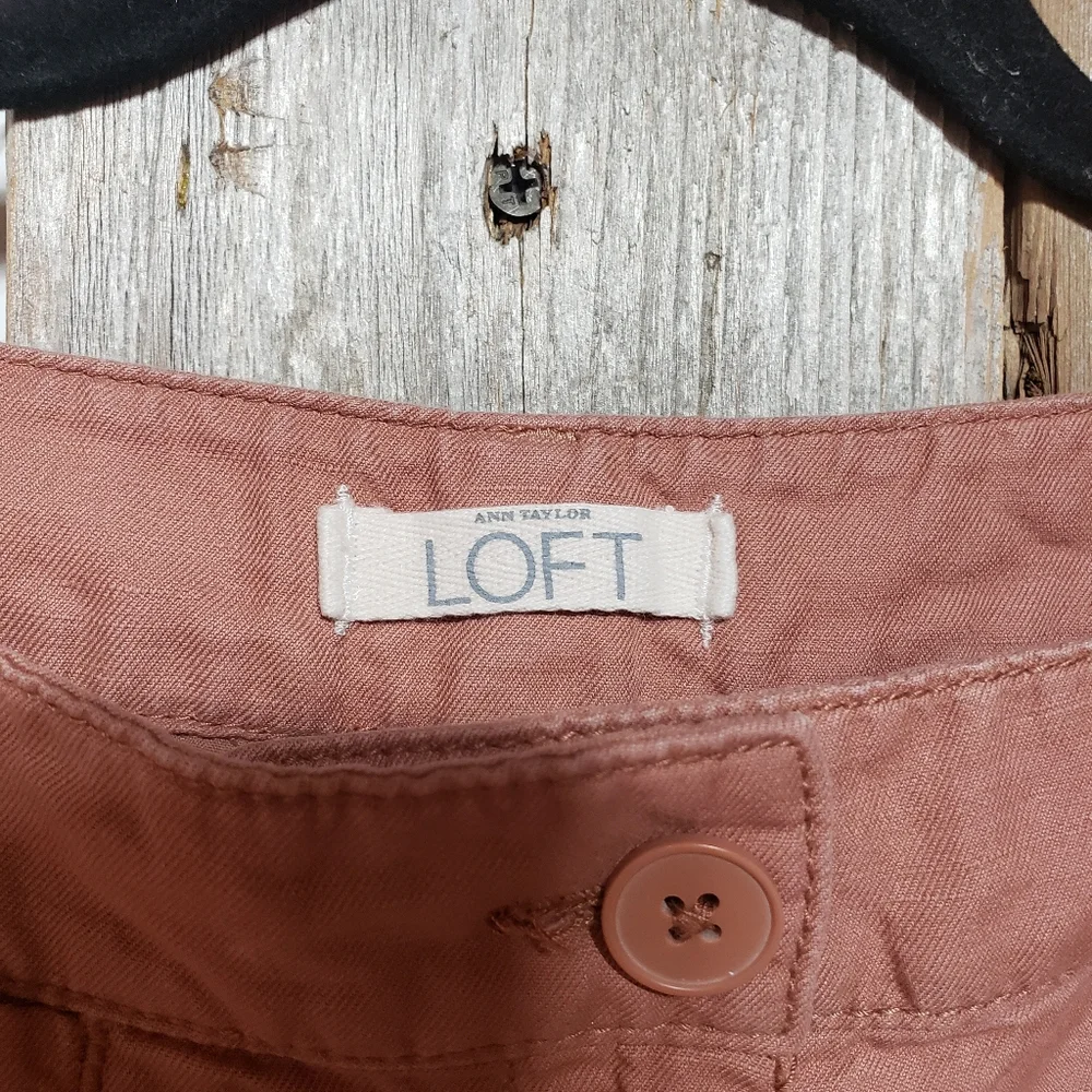 Loft Ann Taylor Chino Shorts   Rust Peach Relaxed Fit Women 10 Linen /Cotton